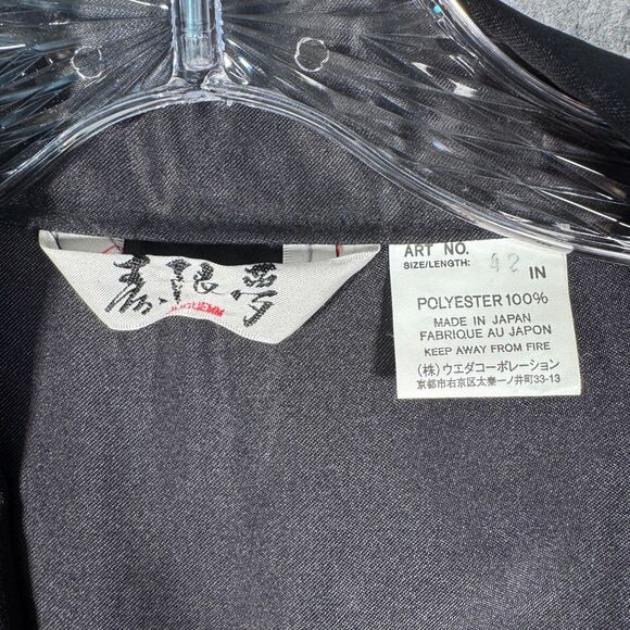 Japanese Kimono Short Sleeve Robe Mens Size 42 Black Japan Embroidered Dragon - Picture 7 of 11